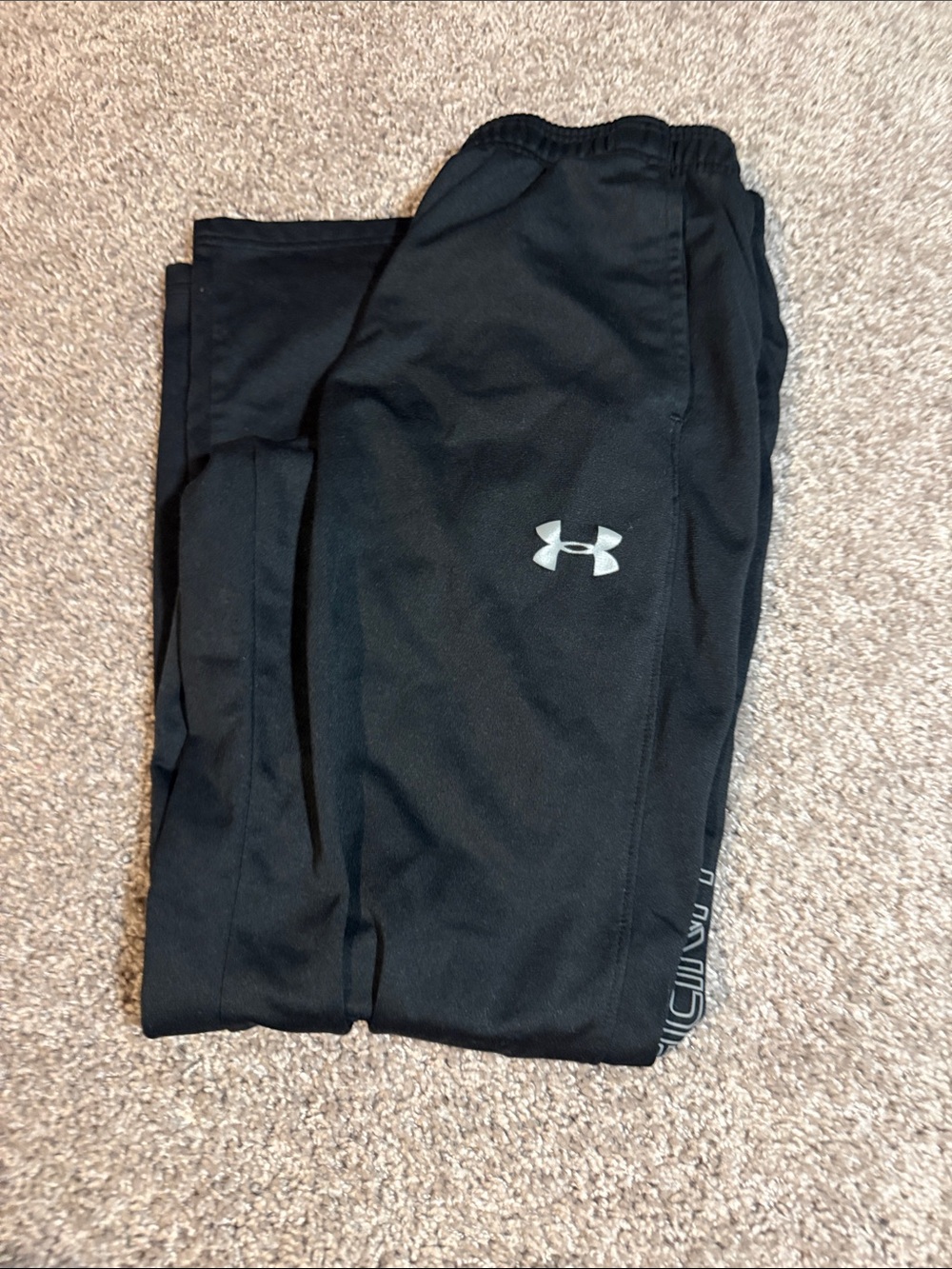 Under Armour Black Performance Track Pants with Silver Logo